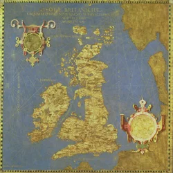 Mapa das Ilhas Britânicas no século XVI, da «Sala delle Carte Geografiche» (Sala dos Mapas Geográficos), 1575